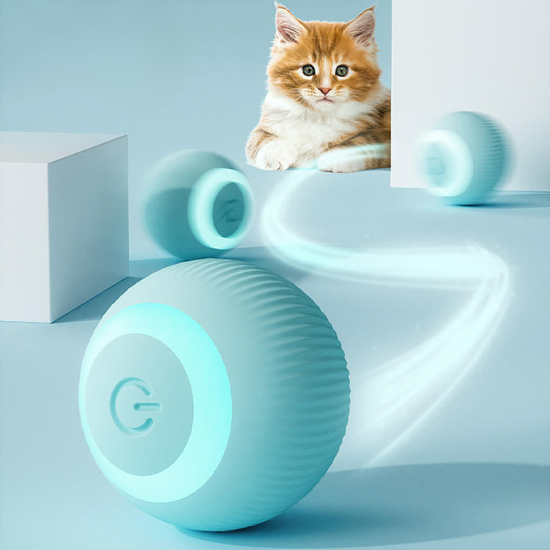 Interactive Cat Toy - ลูกบอลแมวอัจฉริยะ ของเล่นแมวอิเล็กทรอนิกส์ ของเล่นแมวแบบอินเทอร์แอคทีฟ ลูกบอลมหัศจรรย์กลิ้งอัตโนมัติสำหรับเล่นในบ้าน อุปกรณ์สำหรับสัตว์เลี้ยง