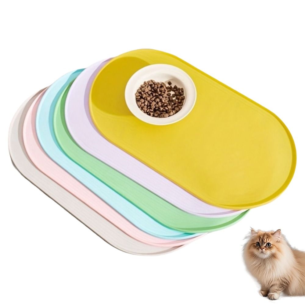 Pet Supplies Is Food - แผ่นรองอาหารสัตว์เลี้ยงซิลิโคนทนทาน กันน้ำ ขอบยกสูง แผ่นรองให้อาหารแมว ทำความสะอาดง่าย ปราศจากสาร