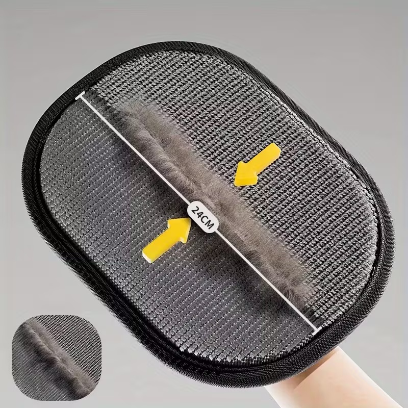 Pet Grooming Glove - แปรงกำจัดขนสัตว์เลี้ยงแบบสองด้านและถุงมือกรูมมิ่ง - เครื่องมือกำจัดขนสัตว์แบบ 2-in-1 สำหรับแมวและสุนัข, เครื่องกำจัดขุยผ้าสำหรับใช้ในบ้าน