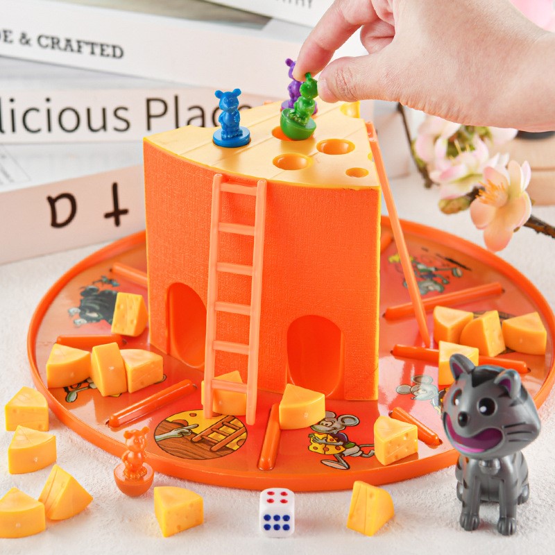 Interactive Cat Toy - เกมกระดานชีสเค้กแมวและหนู ของเล่นสำหรับเด็ก ปาร์ตี้ครอบครัว ของเล่นพ่อแม่ลูก ของขวัญสำหรับเด็กชายและเด็กหญิง