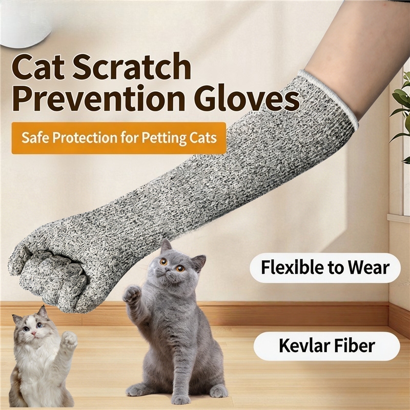 Pet Grooming Glove - ถุงมือดูแลสัตว์เลี้ยงป้องกันรอยขีดข่วน, ปลอกแขนยาวป้องกันสำหรับการดูแลแมว, การตัดแต่งเล็บ, การอาบน้ำ, ถุงมือฝึกแมว