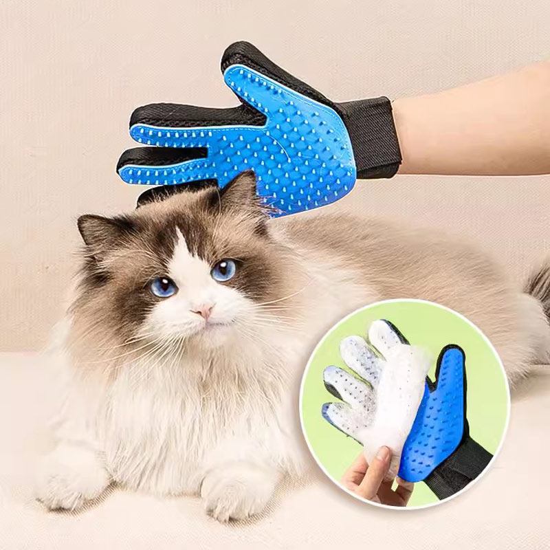 Pet Grooming Glove - สัตว์เลี้ยงผมลบถุงมือยาง Cat Grooming Hair Deshedding แปรงหวีสุนัขสําหรับ
