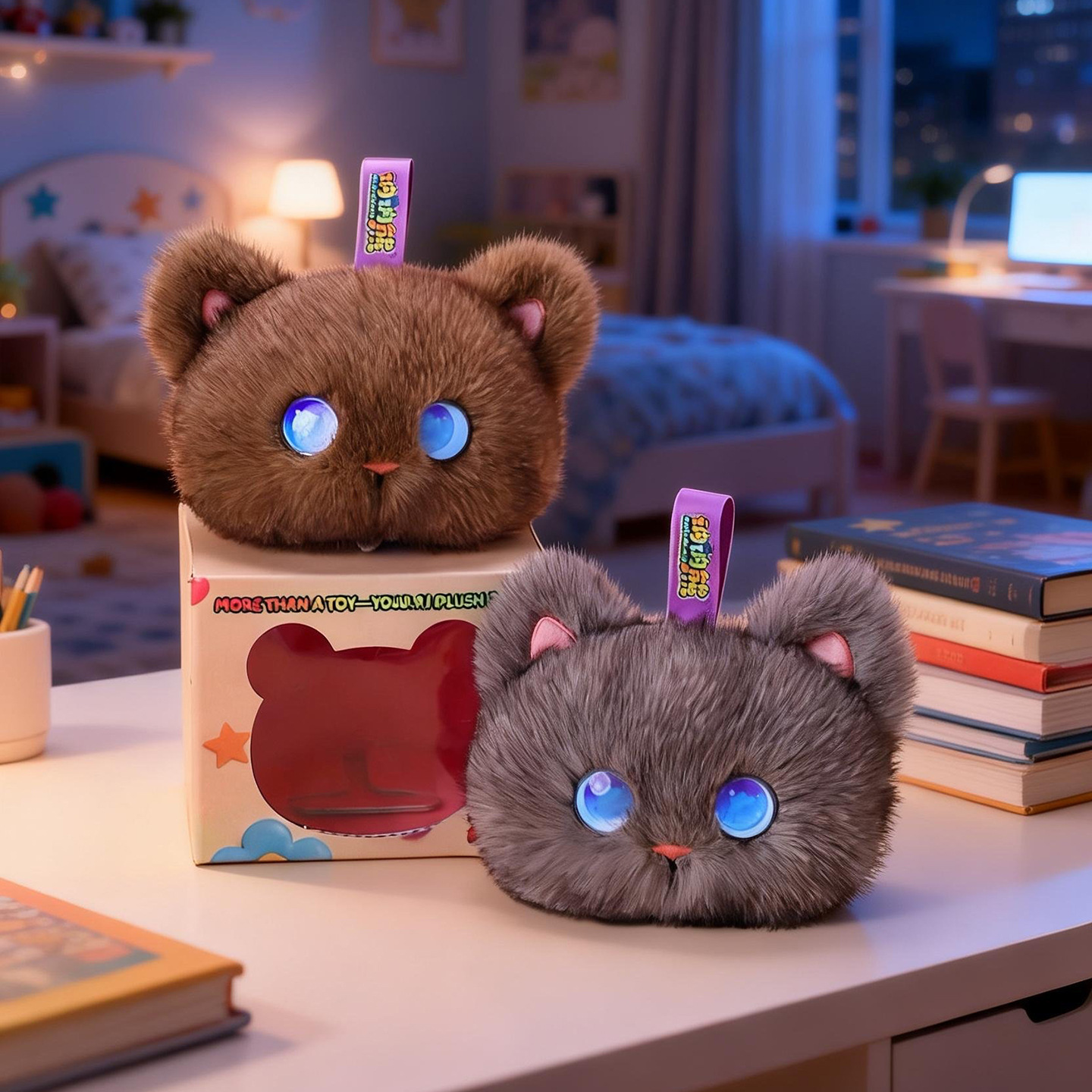 Interactive Cat Toy - ของเล่นแมวหุ่นยนต์อัจฉริยะโทบอท ของเล่นสัตว์ตุ๊กตาหุ่นยนต์เพื่อความสัมพันธ์ทางอารมณ์ ของเล่นเสริมพัฒนาการเด็ก ตุ๊กตาขนนุ่มสุดฮิตสำหรับเด็ก