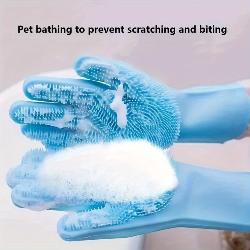 Pet Grooming Glove - ถุงมือซิลิโคนอเนกประสงค์สำหรับสัตว์เลี้ยง แปรงกำจัดขน แปรงอาบน้ำสุนัขและแมว อุปกรณ์ทำความสะอาด