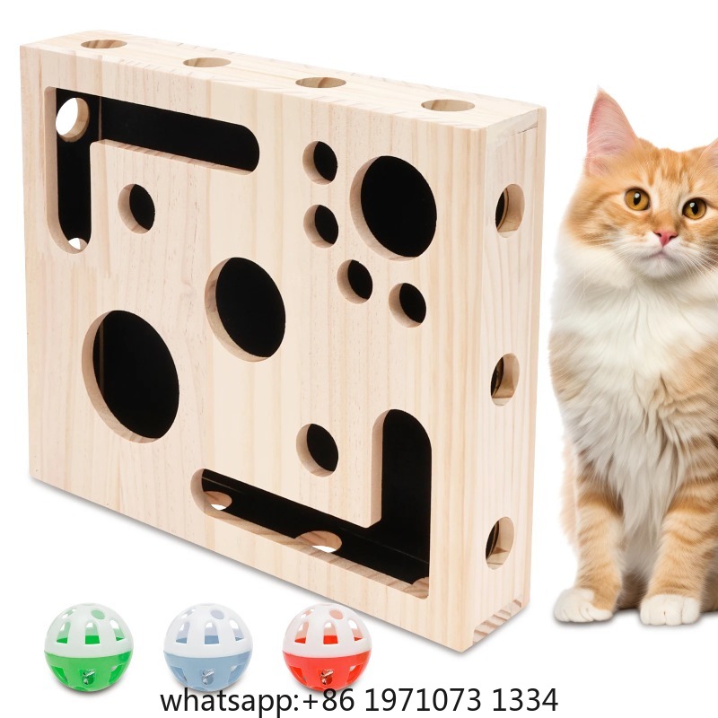 Interactive Cat Toy - กล่องของเล่นตะไบเล็บแมวพร้อมลูกบอลมีกระดิ่งและกระดาษทรายด้านใน ของเล่นข่วนเล็บแมว ของเล่นเสริมพัฒนาการ ดูแลเล็บ ของเล่นสัตว์เลี้ยงแบบอินเทอร์แอคทีฟ คลายเครียด