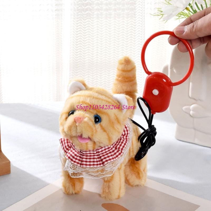Interactive Cat Toy - เสียงเปิดใช้งานแมวเดินตุ๊กตาสัตว์ของเล่นสำหรับเด็กความบันเทิงในร่ม