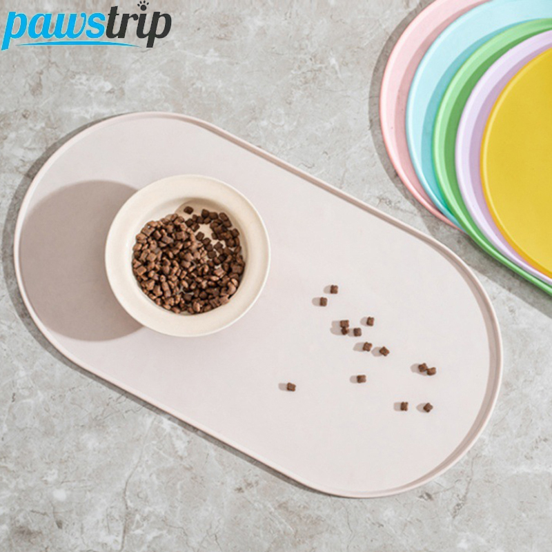 Pet Supplies Is Food - แผ่นรองอาหารสัตว์เลี้ยงรูปวงรีขนาด 45.5x24.5 ซม. ทำจากซิลิโคน กันน้ำ สำหรับแมวและสุนัข