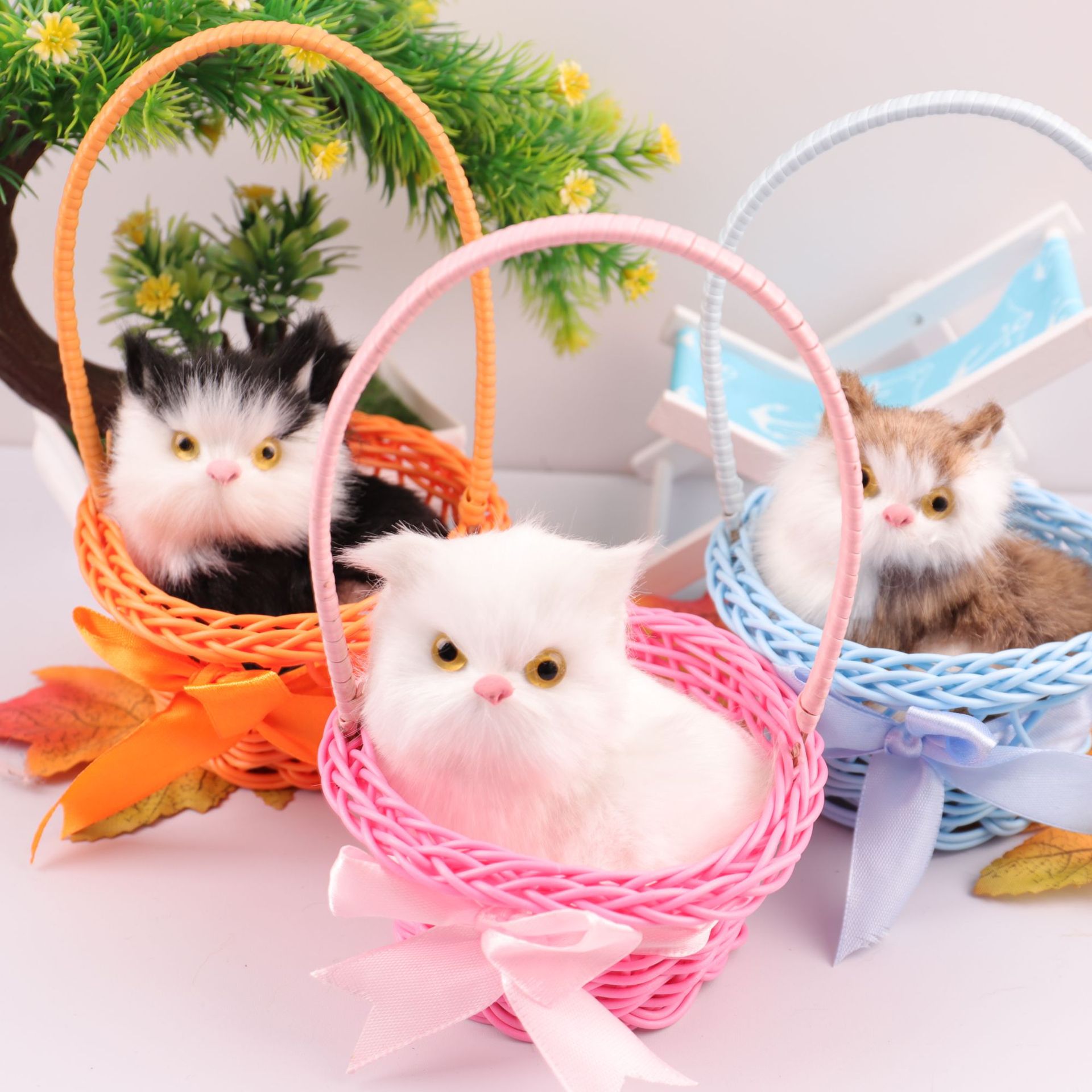 Interactive Cat Toy - ตะกร้ามือถือจำลองวัยเด็กโมเดลของเล่นแมวตั้งโต๊ะเครื่องประดับขนาดเล็กการโต้ตอบกับลูกน้อยของ kado ulang tahun